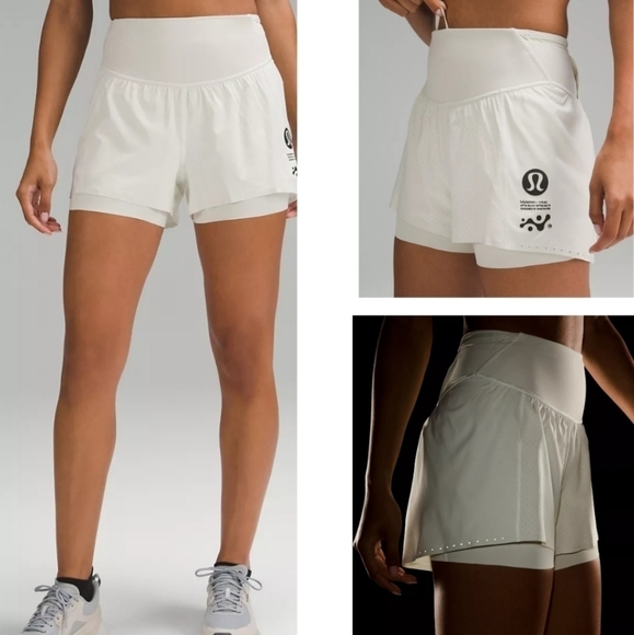 Lululemon Nulux Road To Trail HR Short 4" AIR-SENSE PERFORATION BONE/BONE Size 0 - Picture 1 of 10